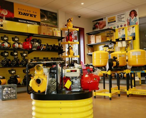 Davey pumps & water products display.